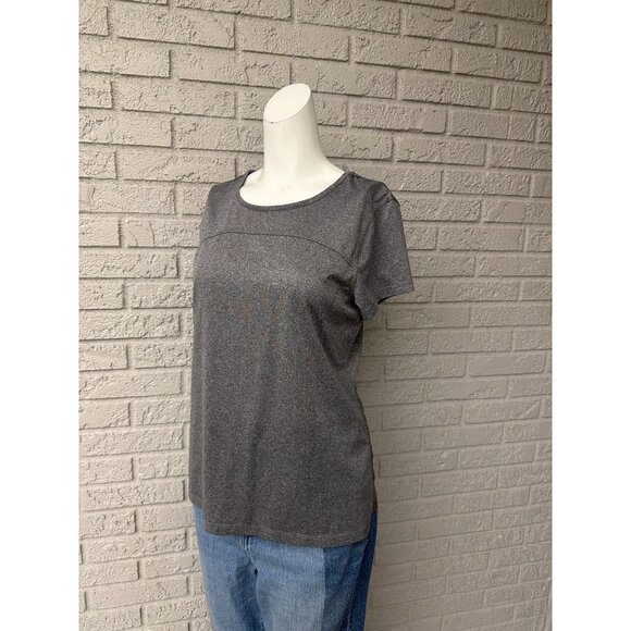 Danskin Women’s Gray Cut-Out Back Short Sleeve Top Size L 12-14 - Picture 3 of 5